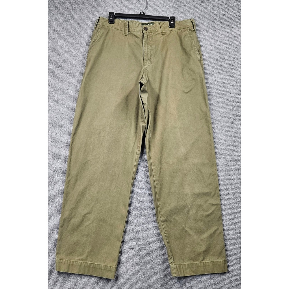 Eddie Bauer Classic Fit Chino Pants Mens 36x32 Olive Green 100% Cotton Twill